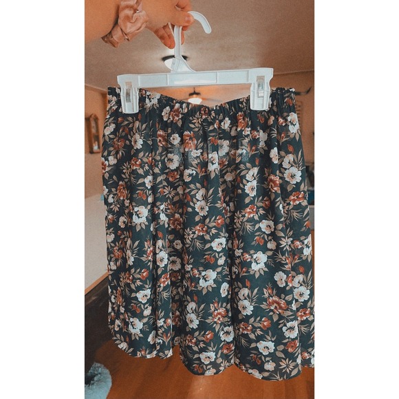 Floral Print Skirt Elastic Waist Knee Length Cottagecore Garden Party - Picture 2 of 5
